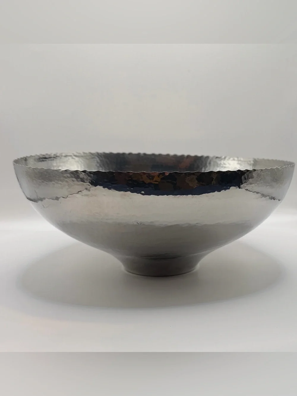 Crate & Barrel Large Astor Hammered Silver Bowl 10.5”